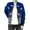 FUNSTUFFPRINTINT  Samoa Polynesian Coconut Women’s Bomber Jacket (Blue) A02 3D Bomber Jacket