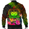 FUNSTUFFPRINTINT  Samoa Polynesian Men’s Bomber Jacket – Hibiscus and Banana Leaves – BN15 3D Bomber Jacket