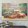 Vintage Car Carrying Daisies And Dog - God Blessed The Broken Road - Bible Verse Canvas - Scripture Canvas Wall Art