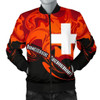 FUNSTUFFPRINTINT Switzerland Men’s Bomber Jacket – Flame of Switzerland 3D Bomber Jacket