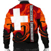 FUNSTUFFPRINTINT Switzerland Men’s Bomber Jacket – Flame of Switzerland 3D Bomber Jacket
