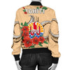 FUNSTUFFPRINTINT Tahiti Polynesian Women Bomber Jacket – Hibiscus Coat of Arm Beige – BN11 3D Bomber Jacket