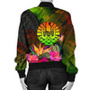 FUNSTUFFPRINTINT Tahiti Polynesian Women’s Bomber Jacket – Hibiscus and Banana Leaves – BN15 3D Bomber Jacket
