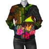 FUNSTUFFPRINTINT Tokelau Polynesian Personalised Women’s Bomber Jacket – Hibiscus and Banana Leaves – BN15 3D Bomber Jacket