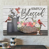Bible Verse Canvas - Simply Blessed Hummingbird Flowers Wall Art Canvas - Scripture Canvas Wall Art