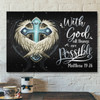 Bible Verse Canvas - Matthew 1926 With God All Things Are Possible Canvas Print - Scripture Canvas Wall Art