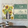 Bible Verse Canvas - Faith Hope Love Sunflower Canvas Wall Art - Scripture Canvas Wall Art