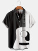 Mens Folk Pop Guitar Print Casual Short Sleeve hawaiian Shirts