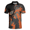 Skull Orange Camouflage Golf Polo Shirt, Streetwear Camo Golf Shirt For Men, Best Polo Shirt For Golfers - Perfect Gift For Men
