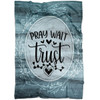 FUNSTUFFPRINT Pray Wait Trust Fleece Blanket - Christian Blanket - Bible Verse Blanket
