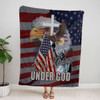 FUNSTUFFPRINT  One Nation Under God American Flag Fleece Blanket - Christian Blanket - Bible Verse Blanket