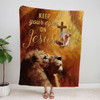 FUNSTUFFPRINT Keep Your Eyes On Jesus Fleece Blanket - Christian Blanket - Bible Verse Blanket