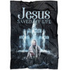 FUNSTUFFPRINT Jesus Saved My Life Fleece Blanket - Christian Blanket - Bible Verse Blanket