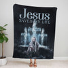 FUNSTUFFPRINT Jesus Saved My Life Fleece Blanket - Christian Blanket - Bible Verse Blanket