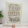 FUNSTUFFPRINT Jesus And Coffee Fleece Blanket - Christian Blanket - Bible Verse Blanket