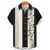 Men's Hawaiian Music Guitar Stripe Panel Casual Shirt