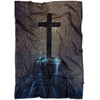 FUNSTUFFPRINT Cross On The Hill Fleece Blanket - Christian Blanket - Bible Verse Blanket