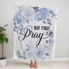 FUNSTUFFPRINT But First Pray Fleece Blanket - Christian Blanket - Bible Verse Blanket