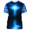 FUNSTUFFPRINT Jesus Is My God My King My Lord Lion Cross Light 3d T-Shirts - Christian Shirts For Men&Women Regular 3D T-shirt