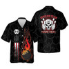 Funny Flame Skull Bowling Team Button-Down Short Sleeve hawaiian shirt for men and women, Summer gift for Bowling team shirt