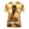 FUNSTUFFPRINT Jesus Praying One Nation Under God 3d All Over Print Shirt - Christian 3d Shirts For Men Women 3D T-shirt
