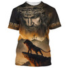 FUNSTUFFPRINT Lion Jesus Faith Over Fear 3d All Over Print Shirt - Christian 3d Shirts For Men Women 3D T-shirt