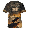 FUNSTUFFPRINT Lion Jesus Faith Over Fear 3d All Over Print Shirt - Christian 3d Shirts For Men Women 3D T-shirt