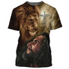 FUNSTUFFPRINT Christian Jesus Lion 3D All Over Printed Shirt for Men and Women 3D T-shirt