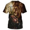 FUNSTUFFPRINT Christian Jesus Lion 3D All Over Printed Shirt for Men and Women 3D T-shirt