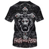 FUNSTUFFPRINT Faith Over Fear Gothic Lion Black 3D All Over Printed Shirt for Men and Women 3D T-shirt