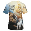 FUNSTUFFPRINT Faith Over Fear Jesus Lion Lamb 3D All Over Printed Shirt for Men and Women 3D T-shirt