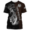 FUNSTUFFPRINT Faith Over Fear Shirts - Jesus And The Lion Of Judah 3D All Over Printed Shirt for Men and Women 3D T-shirt