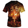 FUNSTUFFPRINT Faith Over Fear Shirts - Lion Burning Fire Cross 3D All Over Printed Shirt for Men and Women 3D T-shirt