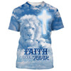 FUNSTUFFPRINT Faith Over Fear Shirts - The Lion Cross And Lamb 3D All Over Printed Shirt for Men and Women 3D T-shirt