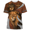 FUNSTUFFPRINT Jesus And The Lion Of Judah Shirts - Faith Over Fear 3D All Over Printed Shirt for Men and Women 3D T-shirt