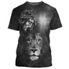 FUNSTUFFPRINT Jesus Christ And The Lion 3D All Over Printed Shirt for Men and Women 3D T-shirt