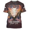 FUNSTUFFPRINT Jesus Eagle One Nation Under God 3D All Over Printed Shirt for Men and Women 3D T-shirt