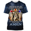 FUNSTUFFPRINT The Devil Saw Me With My Head Down Shirts - Lion Cross Warrior 3D All Over Printed Shirt for Men and Women
 3D T-shirt