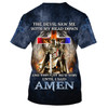 FUNSTUFFPRINT The Devil Saw Me With My Head Down Shirts - Lion Cross Warrior 3D All Over Printed Shirt for Men and Women
 3D T-shirt