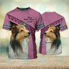 FUNSTUFFPRINT Shetland Sheepdogs Love Pink Never Walk Alone 3D Full Print Christmas Shirts 3D T-shirt