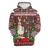 FUNSTUFFPRINT 3D Llama Falalala Christmas All Over 3D Hoodie and Zip Hoodie