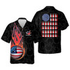 Custom Personalized name Skull Flame Hawaiian Bowling Shirts Button-Down Short Sleeve Shirts