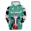 FUNSTUFFPRINT 3D Cow Merry Christmas Heifer All Over 3D Hoodie and Zip Hoodie