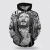 FUNSTUFFPRINT 3D Jesus Christ And Lion Half Face 3D Hoodie and Zip Hoodie