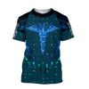 FUNSTUFFPRINT 3D All Over Print Caduceus Health Light Nurse TShirt, Custom Name Nurse Shirt 3D T-shirt