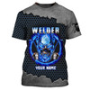 FUNSTUFFPRINT Grumpy Old Welder 3D Shirts Personalized Name, Skull On Blue Fire Welder Shirt 3D T-shirt