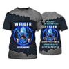 FUNSTUFFPRINT Grumpy Old Welder 3D Shirts Personalized Name, Skull On Blue Fire Welder Shirt 3D T-shirt