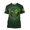 FUNSTUFFPRINT Dilypod Premium Irish Saint Patrick's Day Printed Unisex Shirts, Heart Shamrock Lucky Ireland USA Flag Shirt 3D T-shirt