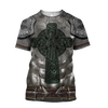 FUNSTUFFPRINT 3D All Over Print Celtic Cross Irish Armor Knight Warrior Shirt, Gift for Irish Man in St Patrick's Day 3D T-shirt