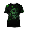 FUNSTUFFPRINT Trinity Knot or Rings Green Shamrock Shirt, St. Patrick's Day All Over Printed Shirt, Lucky Shamrock Shirt 3D T-shirt